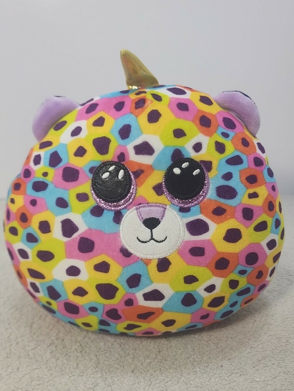 2021 TY Squish-a-Boos GISELLE Rainbow Leopard Cushion Pillow 9” Plush/ 1016